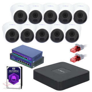 Ready CCTV set 10 IP dome cameras 4Mpx 30m iR 1TB