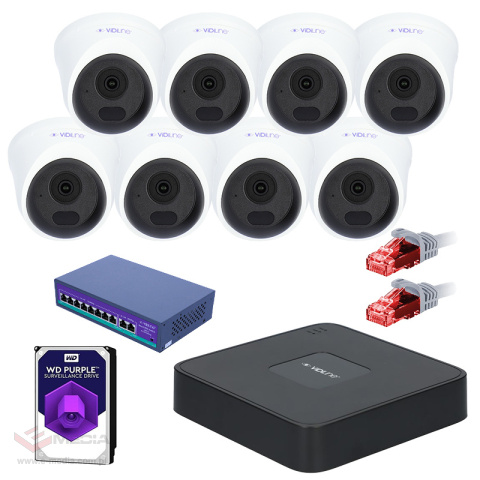 Ready set of monitoring 8 IP dome cameras 4Mpx 30m iR 1TB Ready set of monitoring 8 IP dome cameras 4Mpx 30m iR 1TB