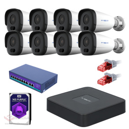 Gotowy zestaw Monitoringu 8 kamer tubowych IP 4Mpx 50m iR 1TB