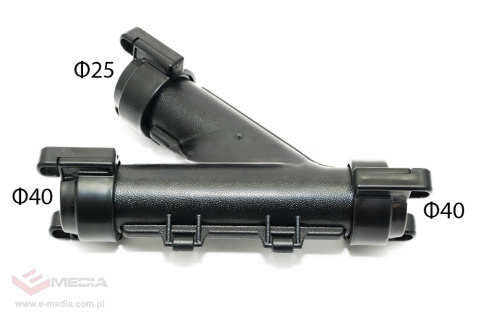 T-Stück, HDPE-Rohrverbinder 40 mm mit Abgang 25 mm, ausziehbar, schwarz