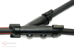 Trójnik,złączka do rury HDPE 32mm z odejściem 25mm, rozkładany, czarny