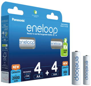 Rechargeable batteries MIX 4 x R6/AA + 4 x R03/AAA Panasonic Eneloop BK-KJMCDE44E 8BE (blister)