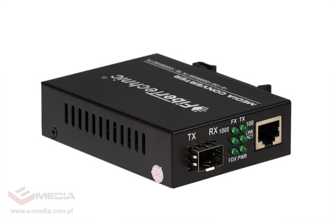 FIBERTECHNIC Gigabit Media Konwerter FCM-3100-F-DIN SFP RJ45 z uchwytem DIN
