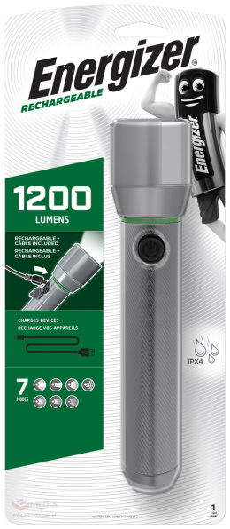 Energizer Vision HD Metal 1200 Lumen wiederaufladbare Dioden-Taschenlampe (LED) mit Powerbank-Funktion