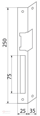 Escutcheon for electromagnet long angle left painted