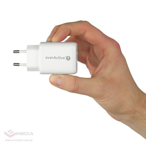 Wandladegerät everActive SC-370Q mit USB-QC3.0- und USB-C-PD-PPS-25-W-Anschluss