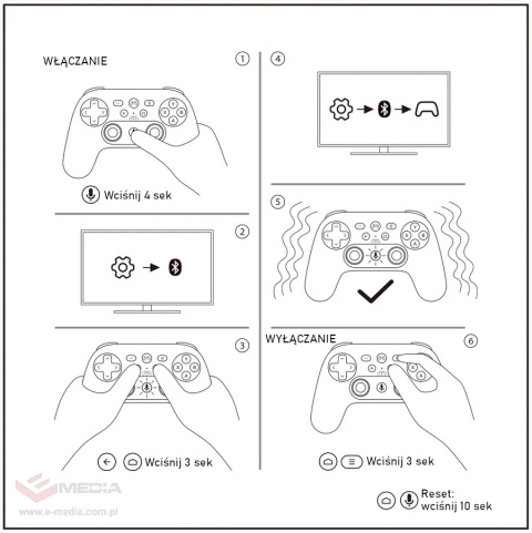 Bezprzewodowy kontroler do gier Bluetooth Homatics Gamepad biały