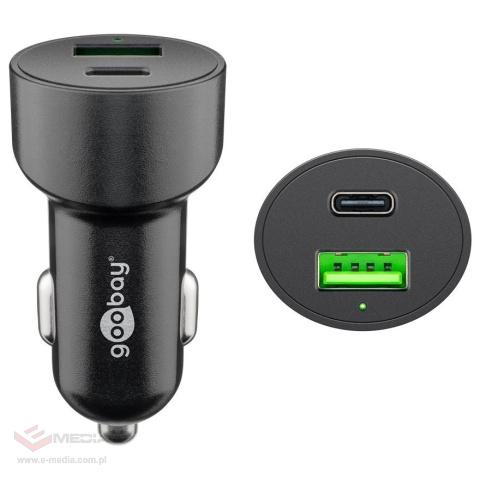 Ładowarka samochodowa z gniazdem USB Quick Charge 3.0 + USB-C PD Goobay 48W