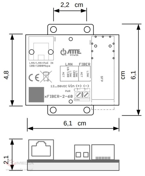 MEDIA KONWERTER XFIBER-2-60 SFP ATTE