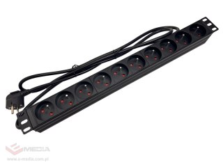 Listwa zasilająca 19" 230V - 10 gniazd (typu E - CEE 7/5), kabel 1,8m CEE 7/7 ALANTEC