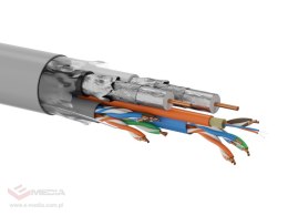 Multi-kabel Q-LANTEC Multimedia 2 x U/UTP kat.5E + 2 x RG6 + 2 x FO G657A1, PVC, szary 350m