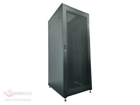 Szafa serwerowa 42U 19" 600x1000, drzwi przednie szklane, drzwi tylne stalowe perforowane, zamek, 4 belki nośne, 4 regulowane st Szafa serwerowa 42U 19" 600x1000, drzwi przednie szklane, drzwi tylne stalowe perforowane, zamek, 4 belki nośne, 4 regulowane st