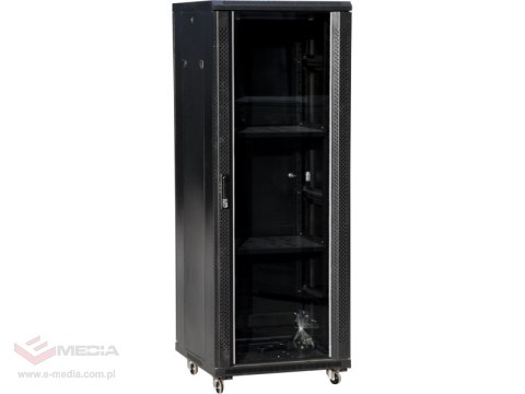 Szafa teleinformatyczna 19" 42U 600x600, drzwi przednie szklane, drzwi tylne stalowe pełne, zamek, 4 belki nośne, 4 regulowane s Szafa teleinformatyczna 19" 42U 600x600, drzwi przednie szklane, drzwi tylne stalowe pełne, zamek, 4 belki nośne, 4 regulowane s