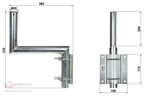 UCHWYT MUROWY REGULOWANY URL-50/300Z-Z