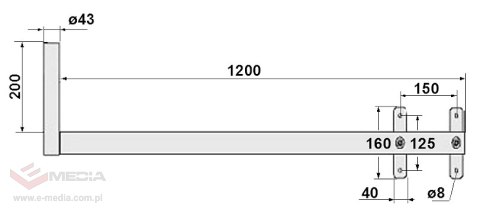 UCHWYT MUROWY BOCZNY UML-43H120