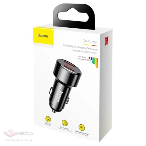 Baseus Magic Series Dual QC - ładowarka samochodowa Quick Charge 3.0 2x USB 45W 6A czarny (CCMLC20A-01)