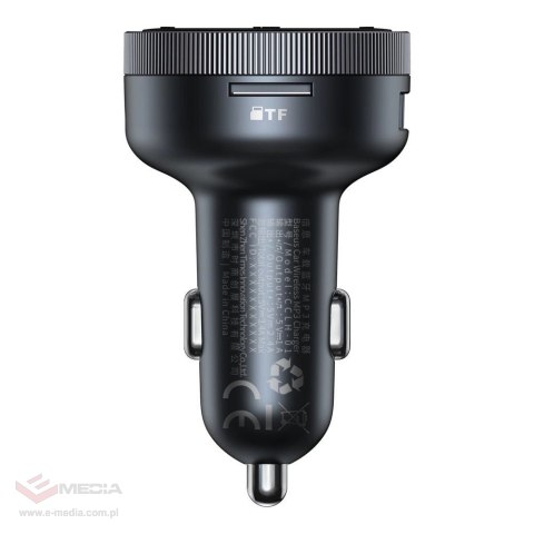 Baseus Enjoy transmiter FM ładowarka samochodowa LED 2x USB / 3,5mm jack bezprzewodowy odtwarzacz MP3 Bluetooth 5.0 3.4A czarny 