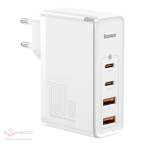 Baseus GaN2 Pro szybka ładowarka sieciowa 100W USB / USB Typ C Quick Charge 4+ Power Delivery biały (CCGAN2P-L02)