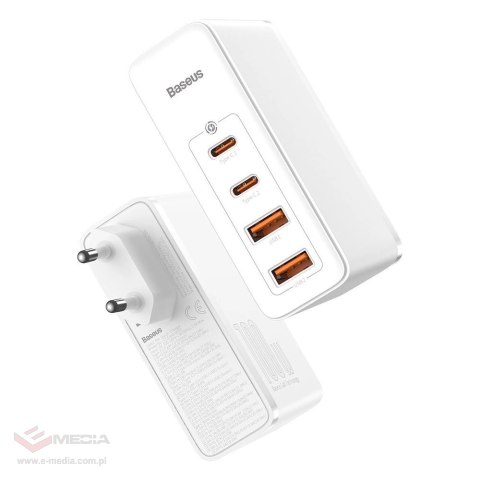 Baseus GaN2 Pro szybka ładowarka sieciowa 100W USB / USB Typ C Quick Charge 4+ Power Delivery biały (CCGAN2P-L02)