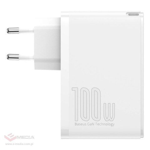 Baseus GaN2 Pro szybka ładowarka sieciowa 100W USB / USB Typ C Quick Charge 4+ Power Delivery biały (CCGAN2P-L02)