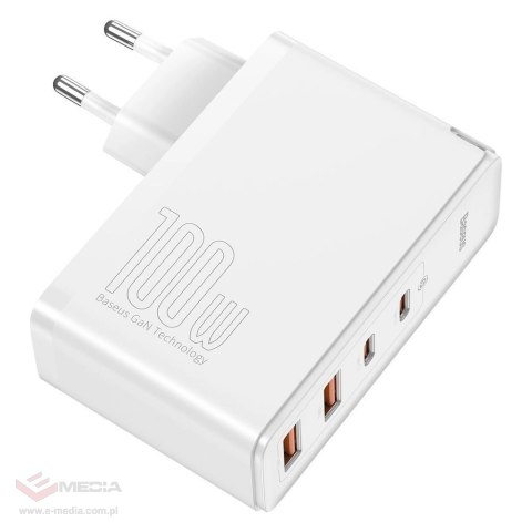 Baseus GaN2 Pro szybka ładowarka sieciowa 100W USB / USB Typ C Quick Charge 4+ Power Delivery biały (CCGAN2P-L02)