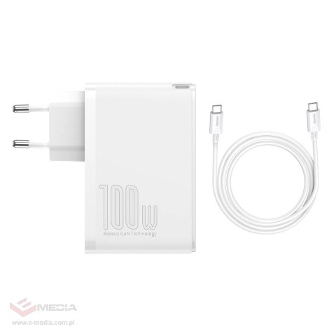 Baseus GaN2 Pro szybka ładowarka sieciowa 100W USB / USB Typ C Quick Charge 4+ Power Delivery biały (CCGAN2P-L02)