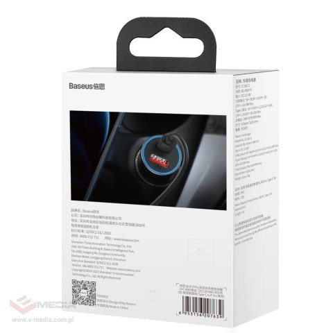 Baseus Golden Contactor Pro szybka ładowarka samochodowa USB Typ C / USB 40 W Power Delivery 3.0 Quick Charge 4+ SCP FCP AFC + k