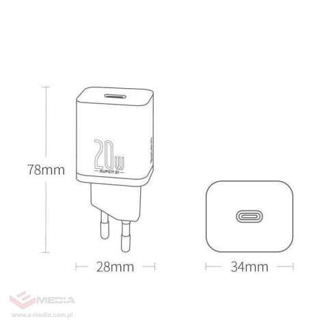 Baseus Super Si 1C szybka ładowarka USB Typ C 20 W Power Delivery czarny (CCSUP-B01)