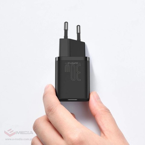 Baseus Super Si 1C szybka ładowarka USB Typ C 30W Power Delivery Quick Charge czarny (CCSUP-J01)