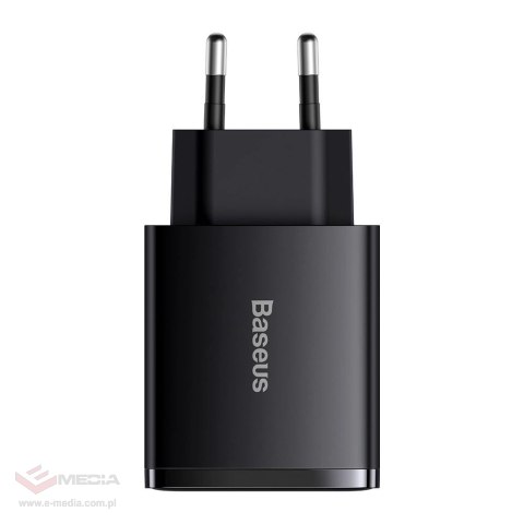 Baseus Compact szybka ładowarka sieciowa 2x USB / USB Typ C 30W 3A Power Delivery Quick Charge czarny (CCXJ-E01)