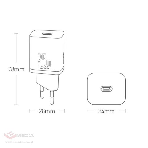 Baseus Super Si 1C szybka ładowarka USB Typ C 25W Power Delivery Quick Charge czarny (CCSP020101)