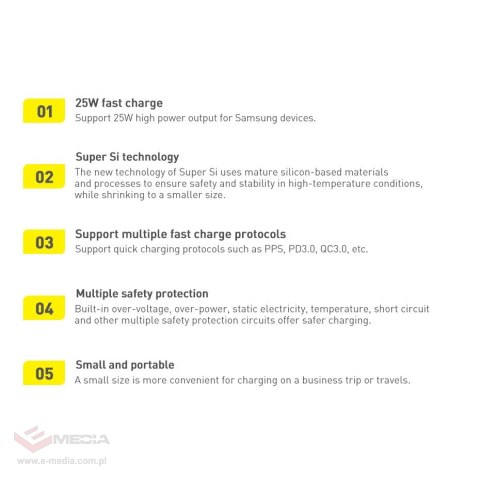 Baseus Super Si 1C szybka ładowarka USB Typ C 25W Power Delivery Quick Charge czarny (CCSP020101)