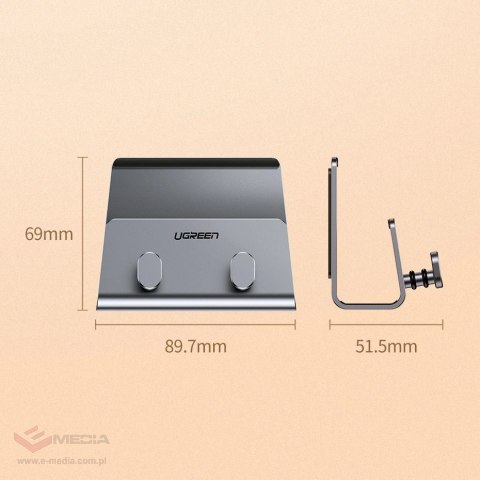 Uchwyt Ugreen LP193 metalowy ścienny na smartfon / tablet 4-9.7" - srebrny