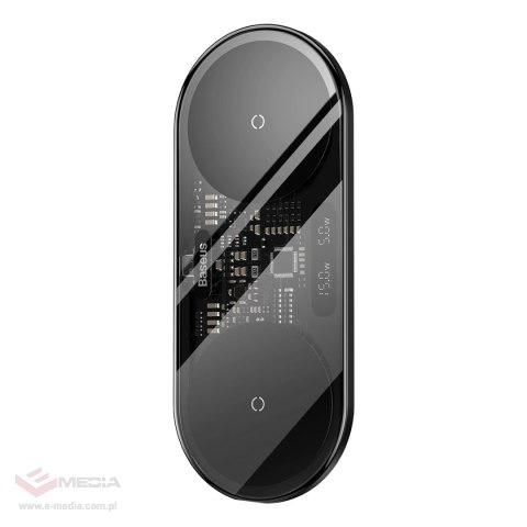 Baseus Digital LED Display podwójna ładowarka bezprzewodowa z cyfrowym wyświetlaczem 20W czarny (WXSX010101)
