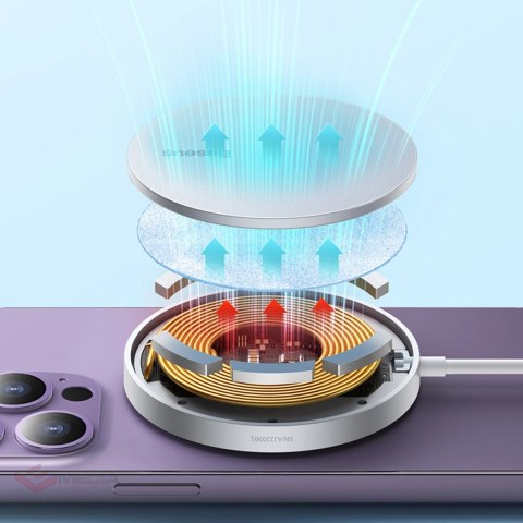 Baseus Simple Mini3 ładowarka indukcyjna 15W srebrny