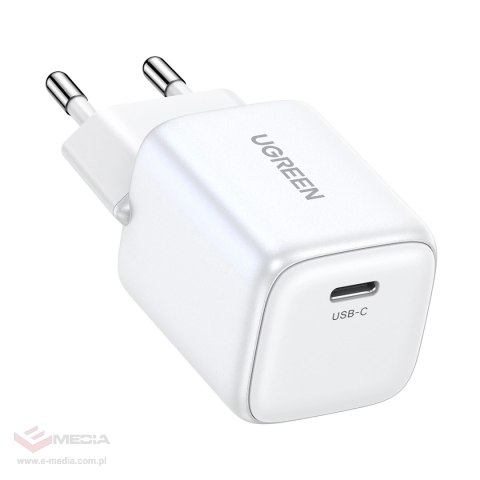 Ładowarka Ugreen Nexode mini CD318 15324 sieciowa GaN 20W USB-C PD 3.0 / QC 4.0 - biała