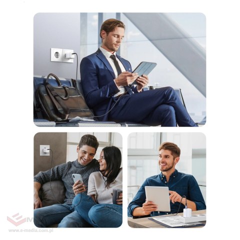 Ładowarka Ugreen Nexode mini CD318 15324 sieciowa GaN 20W USB-C PD 3.0 / QC 4.0 - biała