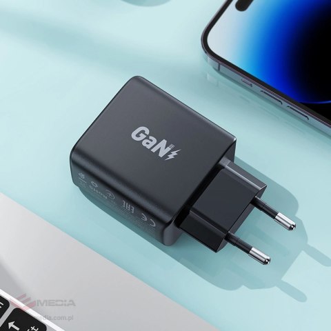 Szybka ładowarka sieciowa GaN 35W PD 2x USB C Acefast A49 - czarna