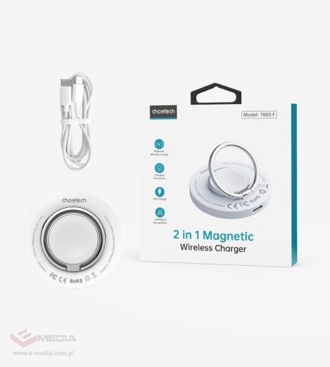 Ładowarka indukcyjna Choetech T603-F MagSafe z uchwytem - biała
