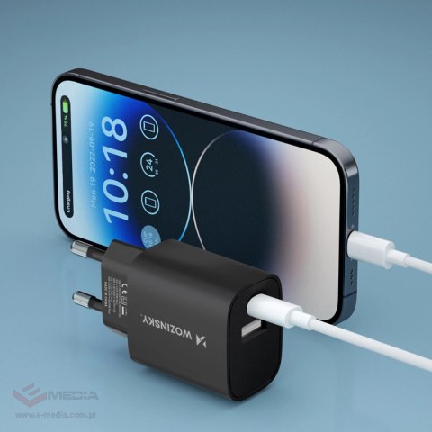 Ładowarka sieciowa Wozinsky WGWCB USB-A USB-C 20W - czarna