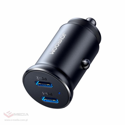 Mini ładowarka samochodowa Joyroom JR-CCN06 30W 2x USB-C metalowa - czarna