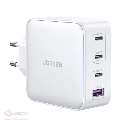 Szybka ładowarka GaN 3xUSB C / USB 100W PPS Ugreen CD226 - biała