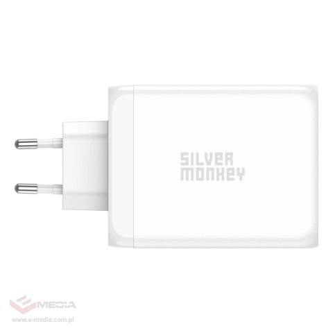Ładowarka GaN Silver Monkey SMA154 200W 3xUSB-C PD USB-A QC 3.0 - biała