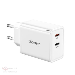 Ładowarka sieciowa Choetech PD6013 2x USB-C PD 65W GaN - biała