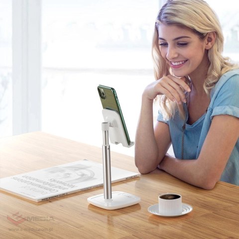 Stojak Choetech H035 aluminiowy na telefon lub tablet z regulacją - biało-srebrny