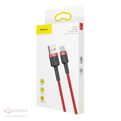Baseus Cafule Cable wytrzymały nylonowy kabel przewód USB / USB-C QC3.0 2A 2M czerwony (CATKLF-C09)