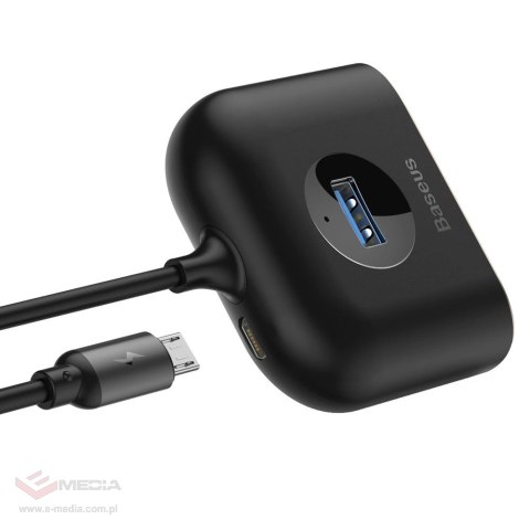 HUB Baseus Square USB-A do 1x USB-A 3.2 Gen 1 / 3x USB 2.0 z kablem 1m - czarny
