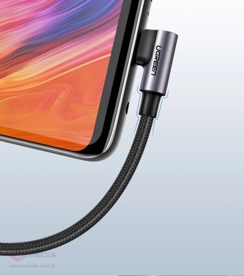 Kabel Ugreen US284 50941 USB-A (prosty) / USB-C (kątowy) 3A 1m - szary