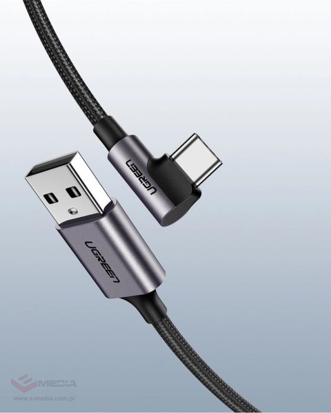Kabel Ugreen US284 50941 USB-A (prosty) / USB-C (kątowy) 3A 1m - szary