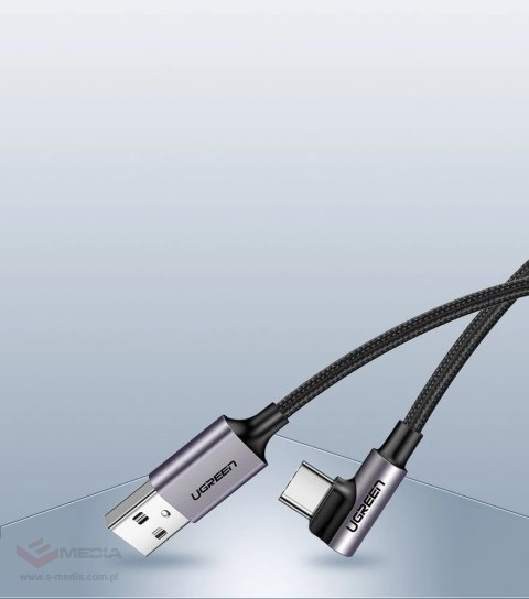 Kabel Ugreen US284 50941 USB-A (prosty) / USB-C (kątowy) 3A 1m - szary